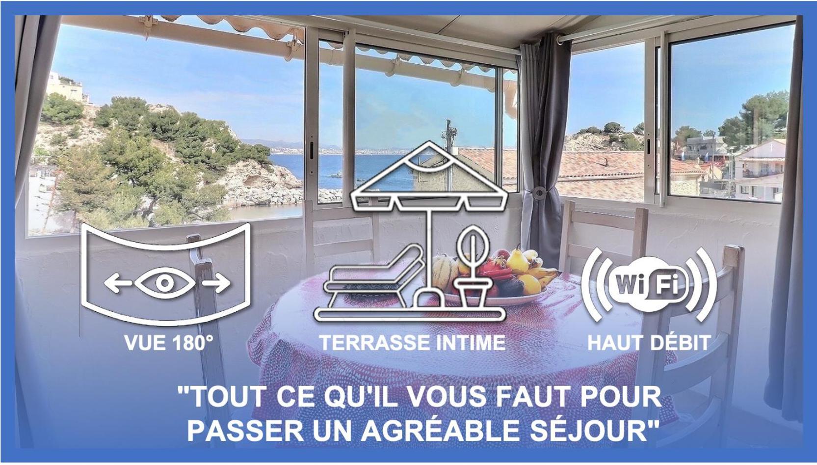NOUVEAU Cabanon Calanque de Niolon vue mer et port *